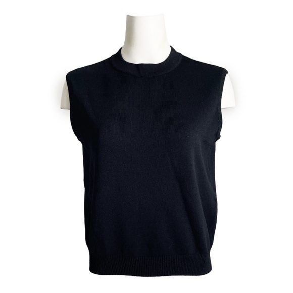 St John Sleeveless Top Basics Black Santana Knit Size M Vintage 90s Retro - Picture 1 of 7